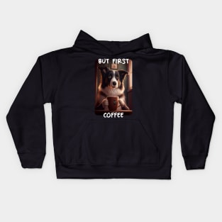 Border Collie - But First Coffee (en) 3 Kids Hoodie